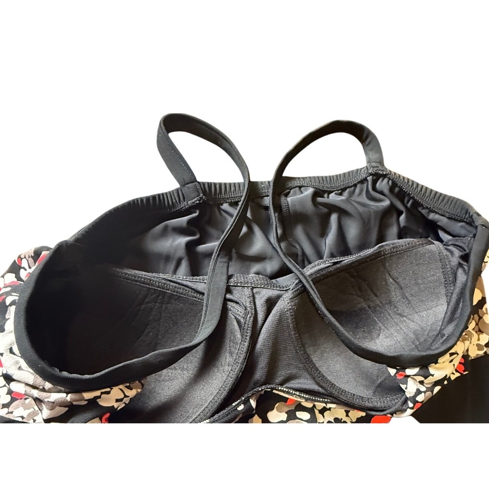 Catalina Suddenly Slim Swimdress Plus Size‎ XL Black Pink Floral Swimsuit-821 - Picture 2 of 6